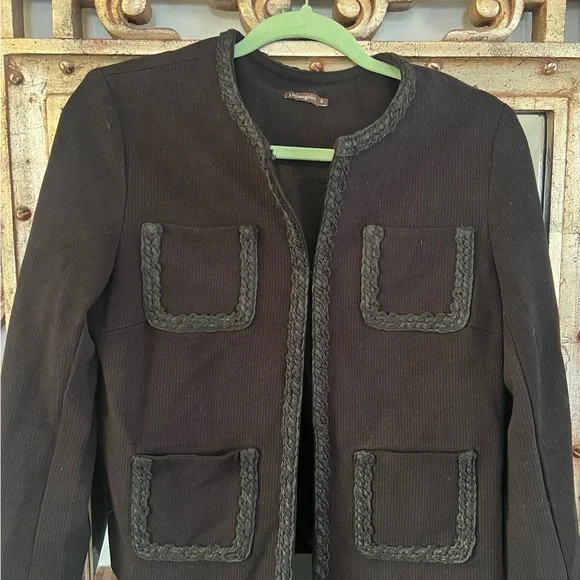 J. McLaughlin Black Tweed Blazer with Contrast Trim - Picture 2 of 3